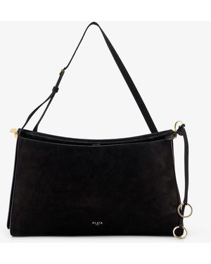 Alaïa Le Click Pocket 35 Nabuk Shoulder Bag - Black