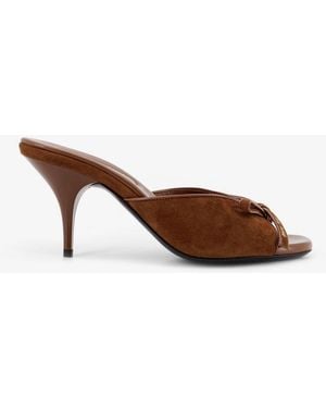 Miu Miu Suede Sandals With Bow Detail On The Front - Brown
