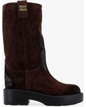 Miu Miu Suede Boots - Brown