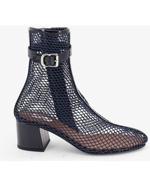 Alaïa Fishnet 55 Mesh And Patent Leather Boots - Blue