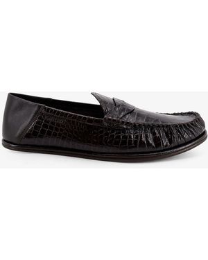 Tom Ford Crocodile-Print Leather Loafers - White