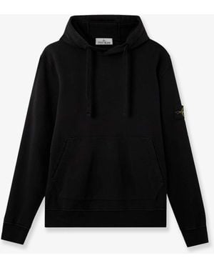 Stone Island Cotton Sweatshirt With Side Logo Patch - Black