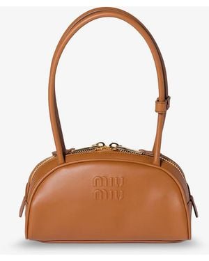 Miu Miu Beau Leather Handbag - Brown