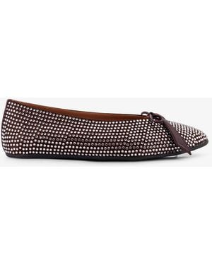 The Attico Kali Satin Ballerinas With All-Over Rhinestone Detail - Brown