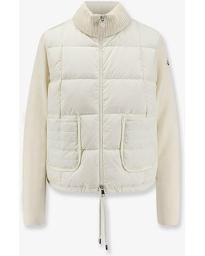 Moncler Nylon Down Jacket With Virgin Wool Inserts - White