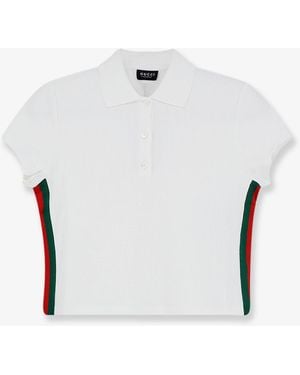 Gucci Ribbed Cotton Jersey Polo Shirt - White