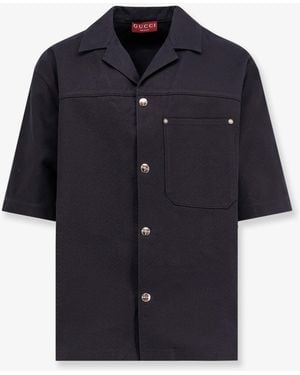 Gucci Gg Jacquard Cotton Shirt - Blue