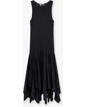 Loewe Paula's Ibiza Embroidered Cotton Long Dress - Black
