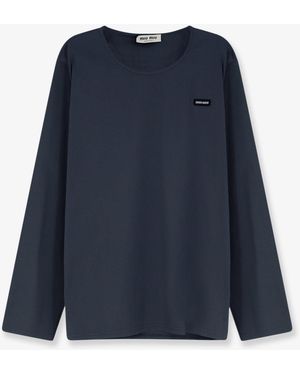 Miu Miu Stretch Poplin Top - Blue