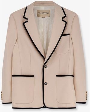 Valentino Single-Breasted Virgin Wool Blazer - Natural