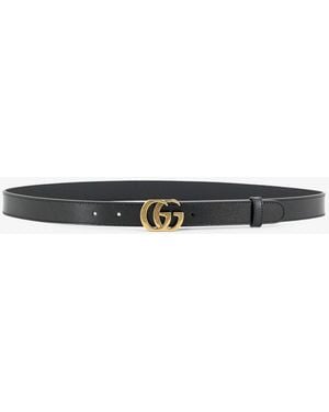 Gucci Cut Gg Marmont Leather Belt - White