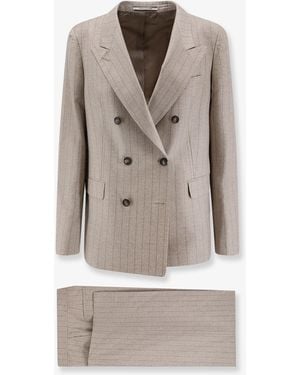 Tagliatore Parigi Virgin Wool Suit With Pinstriped Pattern - Grey