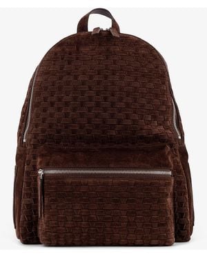 Orciani Suede Backpack With Woven Pattern - Brown