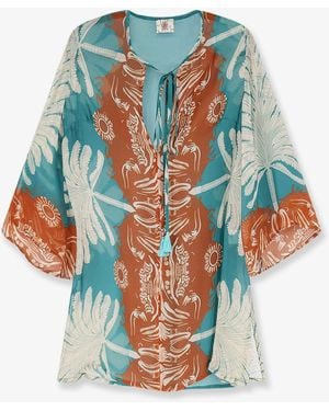 BYE Firenze Palme Viscose And Silk Shirt - Blue