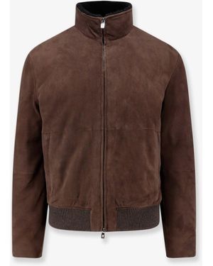 Corneliani Suede Jacket With Shearling Detail - Brown