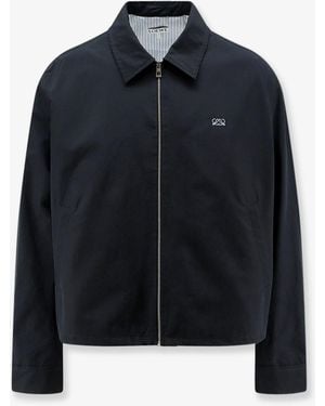 Loewe Cotton Blend Jacket With Logo Embroidery - Blue