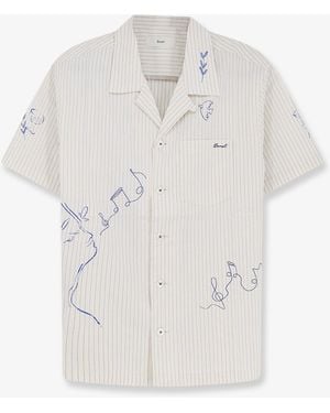 DUNST Striped Cotton Shirt - White