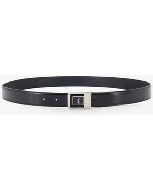 Saint Laurent Leather Belt With Metal Buckle - White
