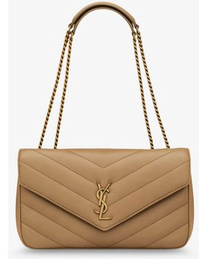 Saint Laurent Loulou Leather Shoulder Bag - Natural