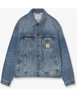 Carhartt Denim Jacket With Distressed Effect - Blue