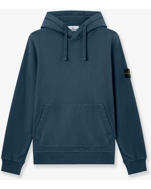 Stone Island Cotton Sweatshirt With Side Logo Patch - Blue