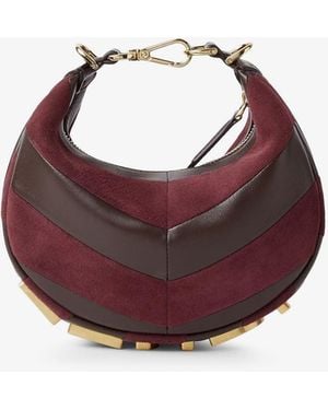 Fendi Graphy Mini Leather Handbag With Metal Lettering Logo - Purple