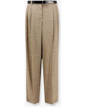 Dolce & Gabbana Mélange Trousers With Belt - Natural
