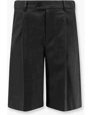 DUNST Pleated Wool And Silk Bermuda Shorts - Black