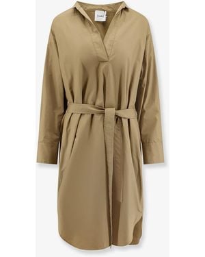 Nude Cotton Dress With Belt - Natural