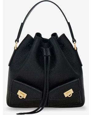 Ferragamo Leather Bucket Bag - Black
