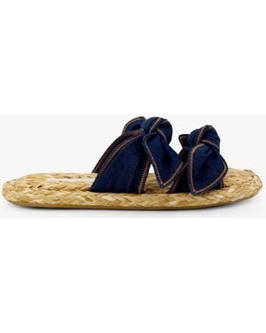 Zimmermann Carousel Raffia And Denim Sandals - Blue