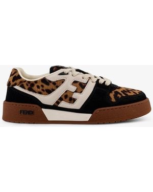 Fendi Match Suede And Pony Skin Low-Top Sneakers - White