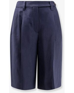 Brunello Cucinelli Viscose And Linen Bermuda Shorts - Blue