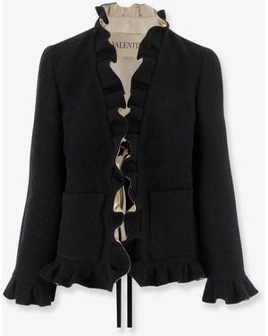 Valentino Silk Blazer With Frontal Knot - Black