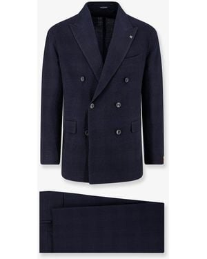 Tagliatore Double-Breasted Stretch Virgin Wool Suit - Blue