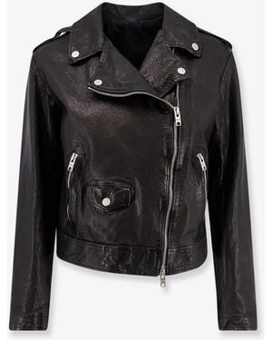 DFOUR® Natural Washed Leather Jacket - Black