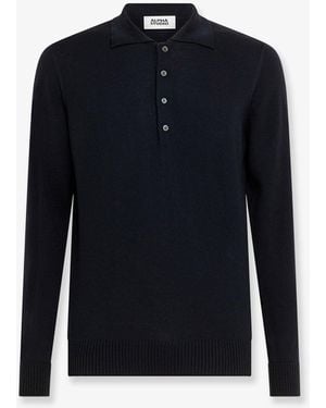 Alpha Studio Wool Polo Shirt - Blue