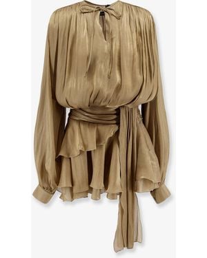 ACTUALEE Flounced Mini Dress - Natural