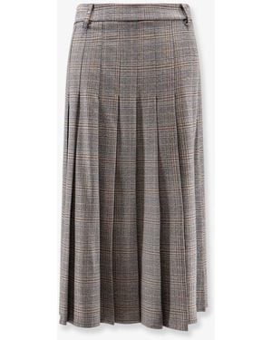 ACTUALEE Pleated Tartan Skirt - Grey