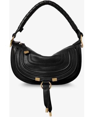 Chloé Marcie Mini Leather Crossbody Bag With Stitching Detail - Black