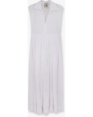 Semicouture Linen Long Dress - White
