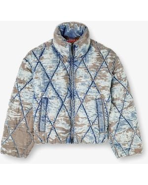 DIESEL W-Kons Down Jacket With Distressed Effect - Blue
