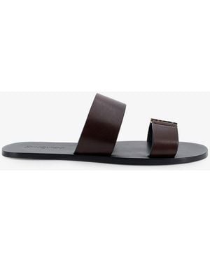 Saint Laurent Babylone Leather Sandals - White