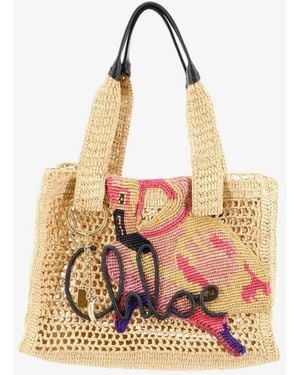 Chloé East-West Summer Banana Raffia Shoulder Bag - Natural