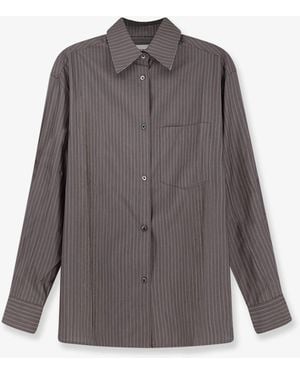 Tonywack Silk And Wool Blend Shirt With Striped Pattern - Grey