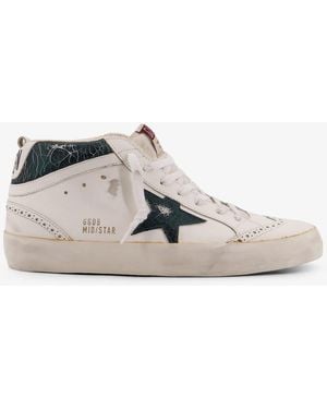 Golden Goose Mid Star Double Quarter High-Top Leather Sneakers - White