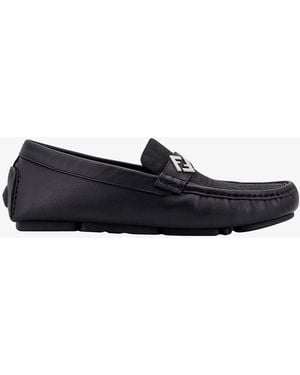 Fendi Leather And Canvas Loafers - White