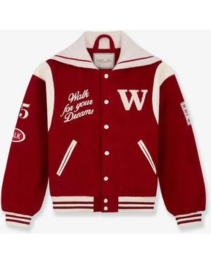 Walk In Paris Postman Varsity Wool Blend Jacket - Red