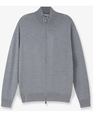 Bramani Cashmere Wool Cardigan With Zip - Grey
