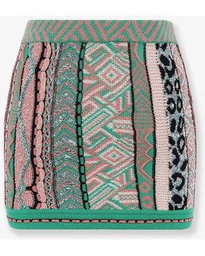 Laneus Multicolored Cotton Skirt - Green